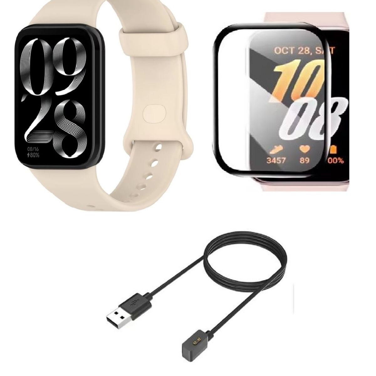 GENERICO - Correas de Silicona para Xiaomi Band 8 y 9 Pro, protector+cargador