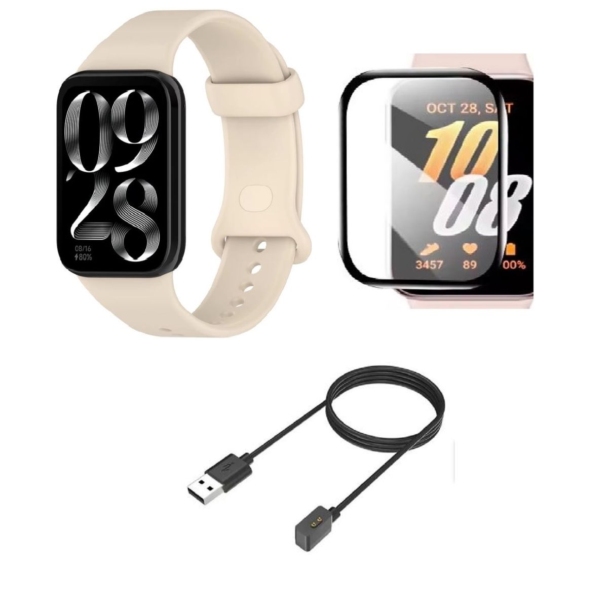 GENERICO - Correas de Silicona para Xiaomi Band 8 y 9 Pro, protector+cargador