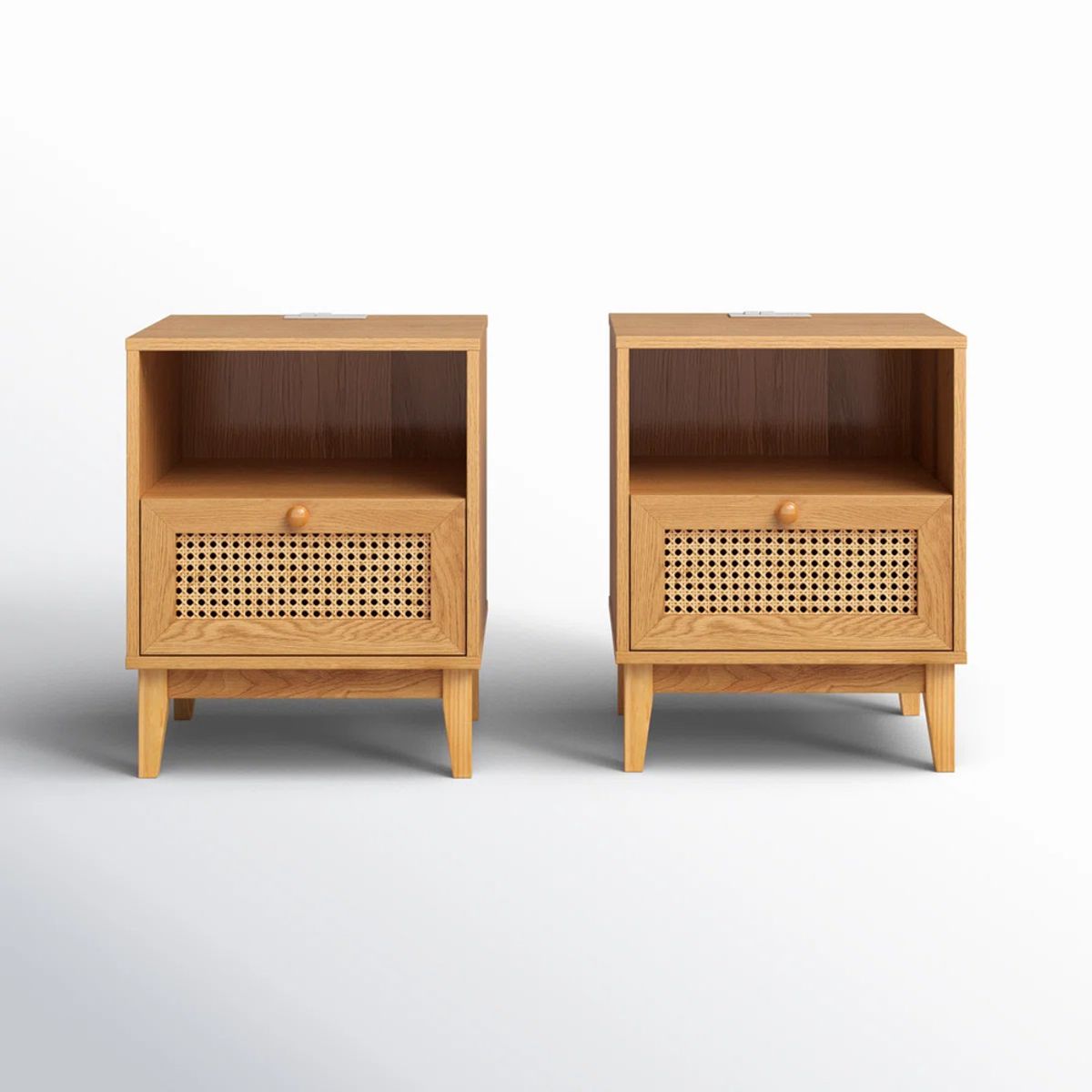 R&R MUEBLES - PACK de 2 Veladores Nórdicos Jackelin 1 Cajón R&R MUEBLES