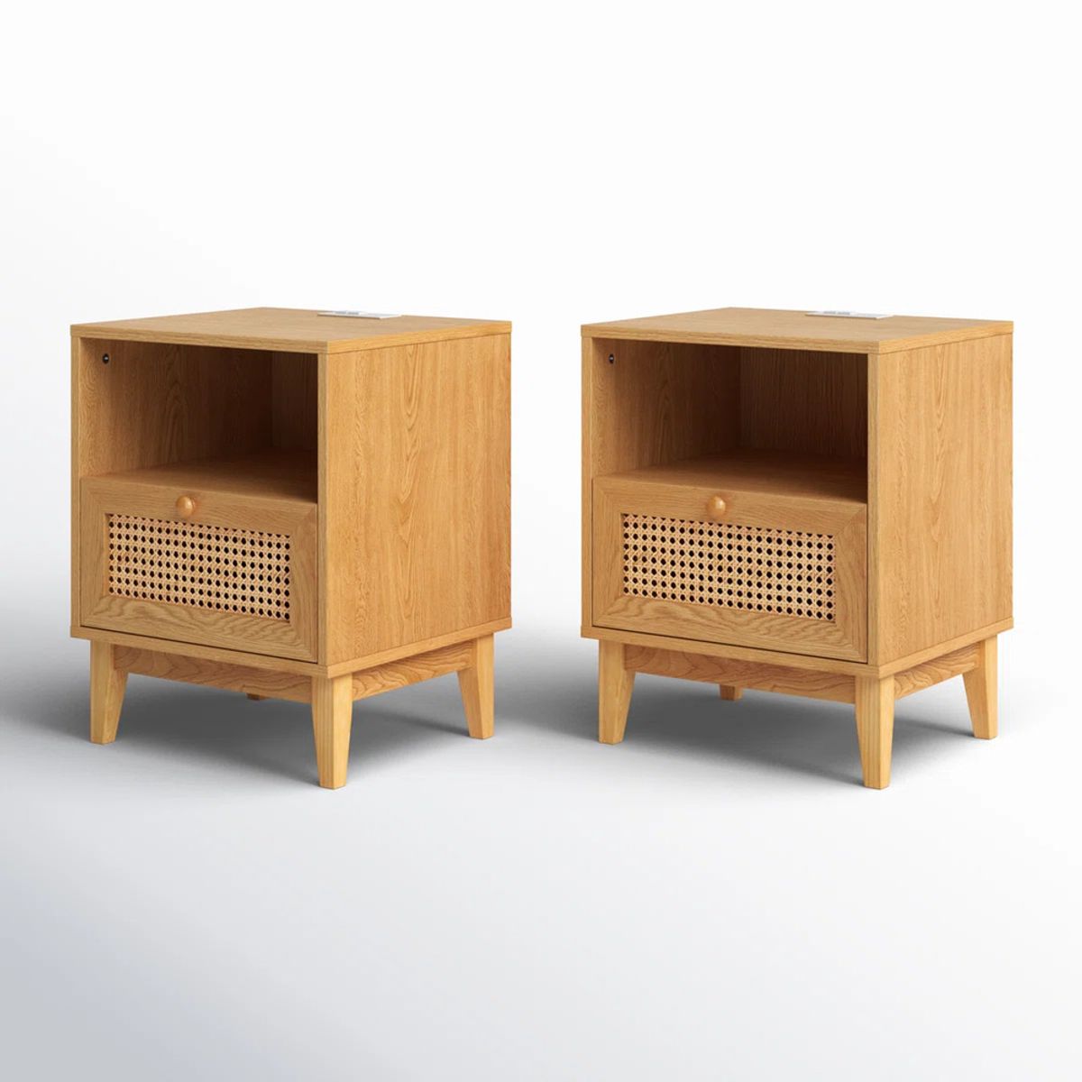 R&R MUEBLES - PACK de 2 Veladores Nórdicos Jackelin 1 Cajón R&R MUEBLES