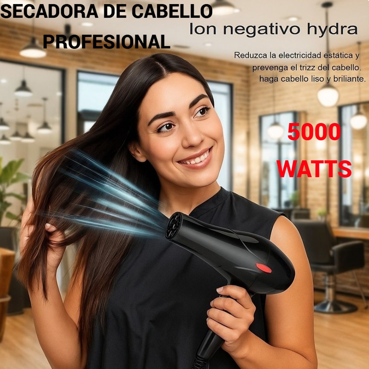 GENERICO - SECADORA DE CABELLO PROFESIONAL TECNOLOGÍA IÓNICO PREMIUM 5000W