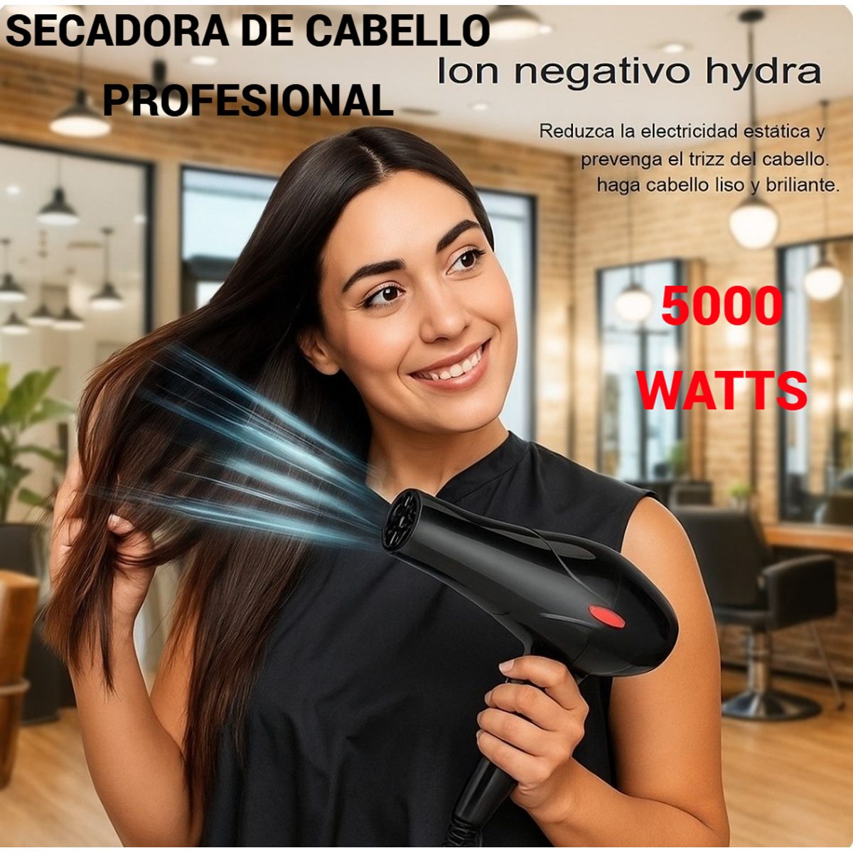 GENERICO - SECADORA DE CABELLO PROFESIONAL TECNOLOGÍA IÓNICO PREMIUM 5000W