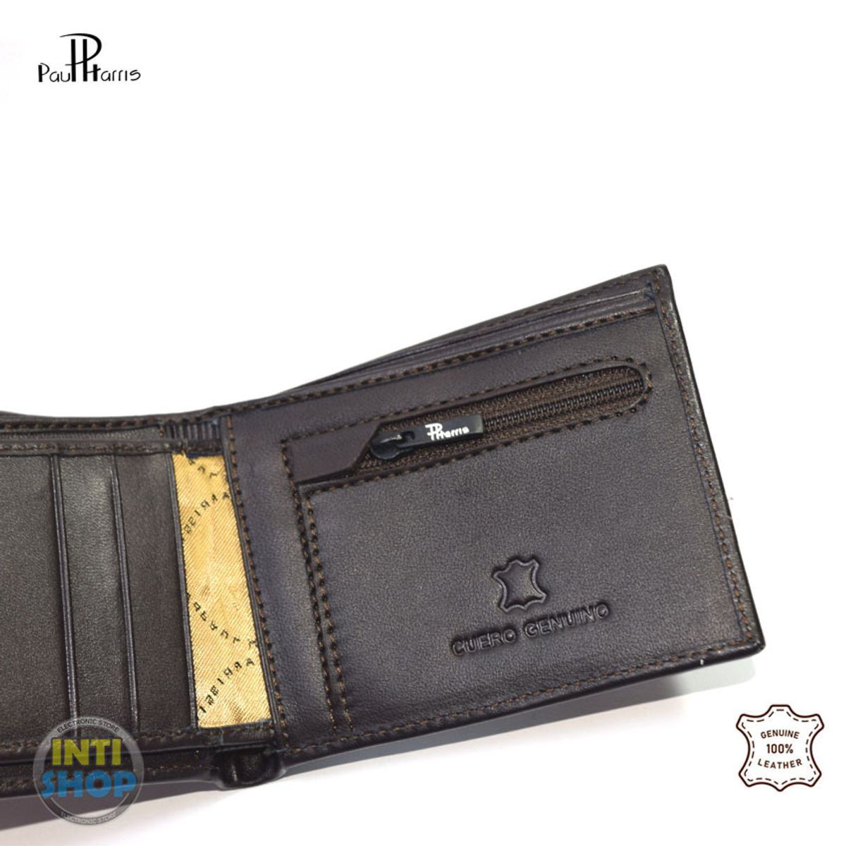 PAUL HARRIS - Billetera de cuero para Hombre Paul Harris con sencillero - marron246