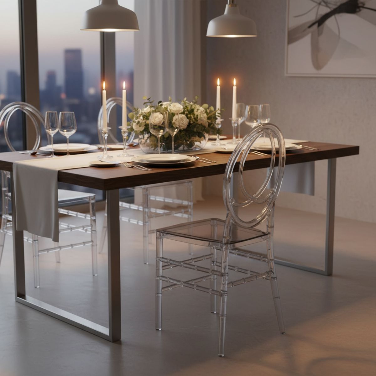 OEM - Silla Tiffany Chiavari Acrílica Transparente Apilable