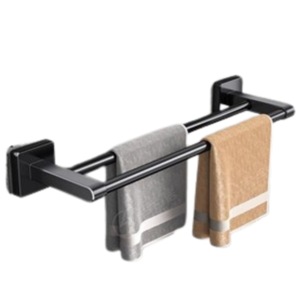 GENERICO - Toallero Barra de Toalla Sin Perforación Aluminio 40cm Negro x2