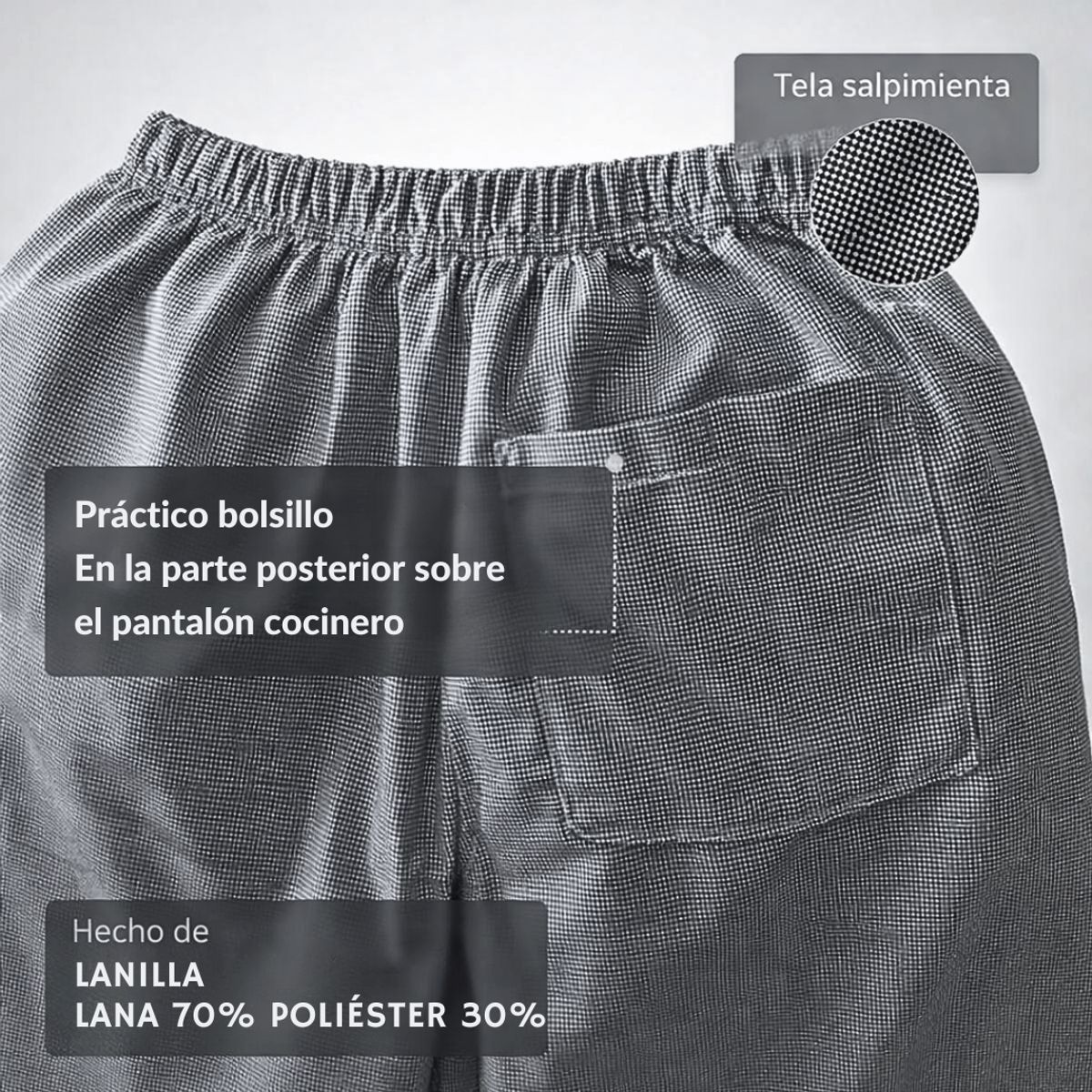 GENERICO - Pantalón para chef cocinero uniforme cocina unisex con bolsillos ajustable