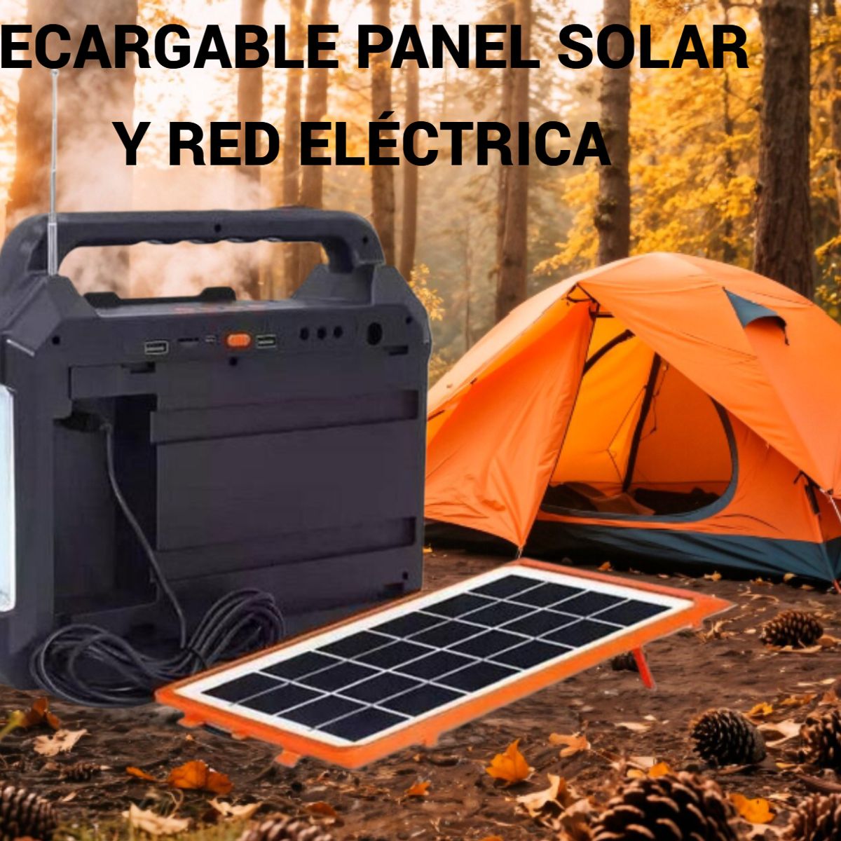 GENERICO - LINTERNA SOLAR RADIO PARLANTE BLUETOOTH Y CARGADOR