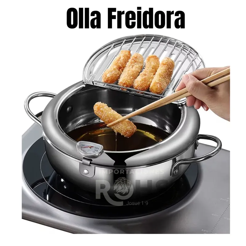 ROHS - Olla Freidora con Termómetro de Acero Inox
