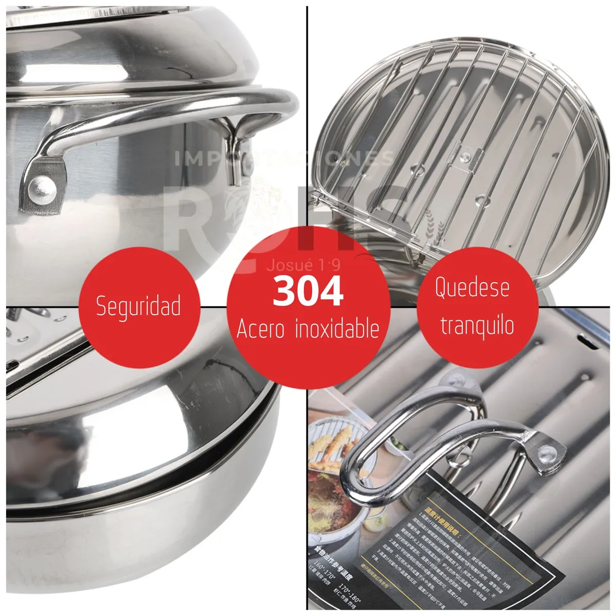 ROHS - Olla Freidora Japonesa de Acero Inoxidable con Termómetro