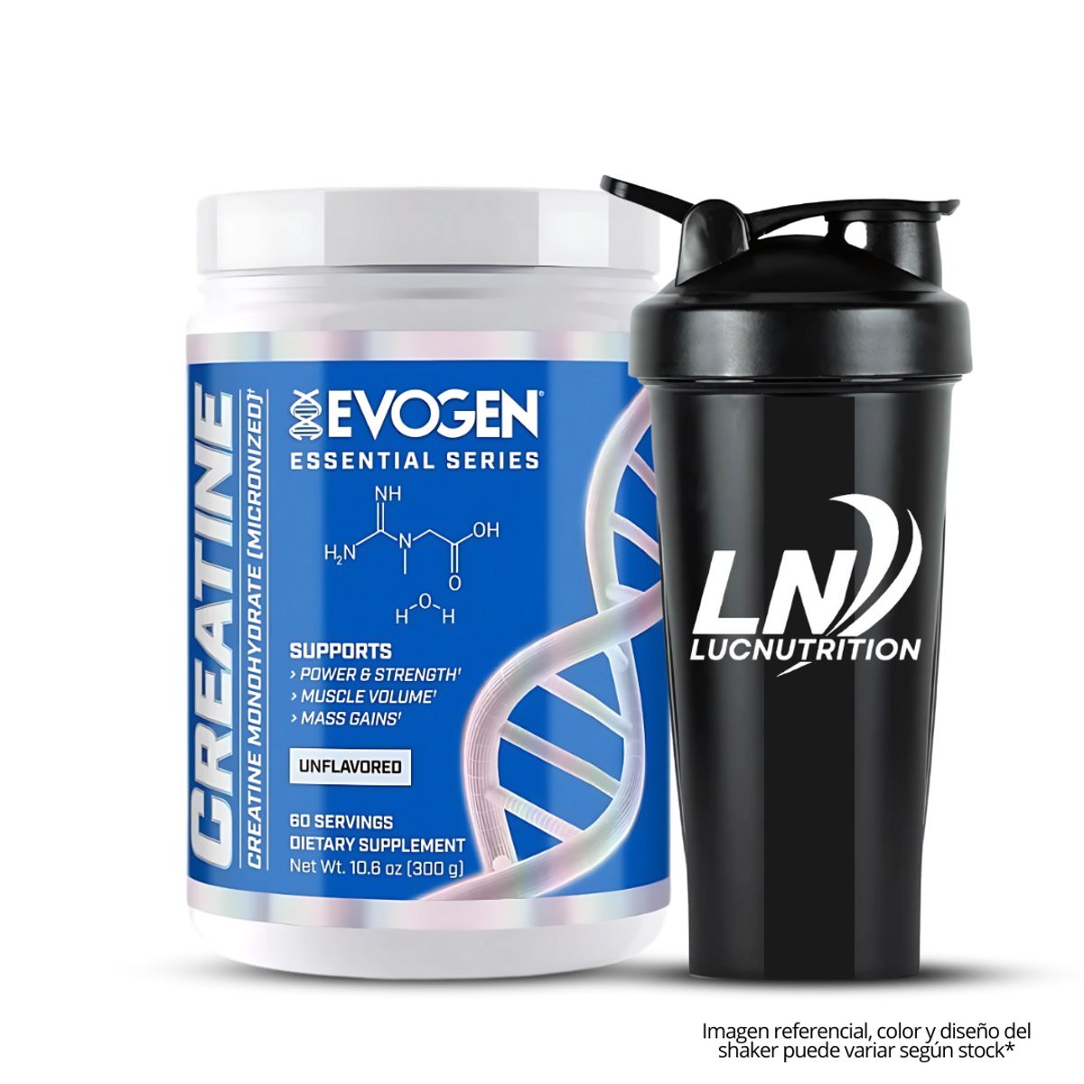 EVOGEN - Creatina Evogen 300 g  - Creatina Micronizada y Monohidratada + Shaker
