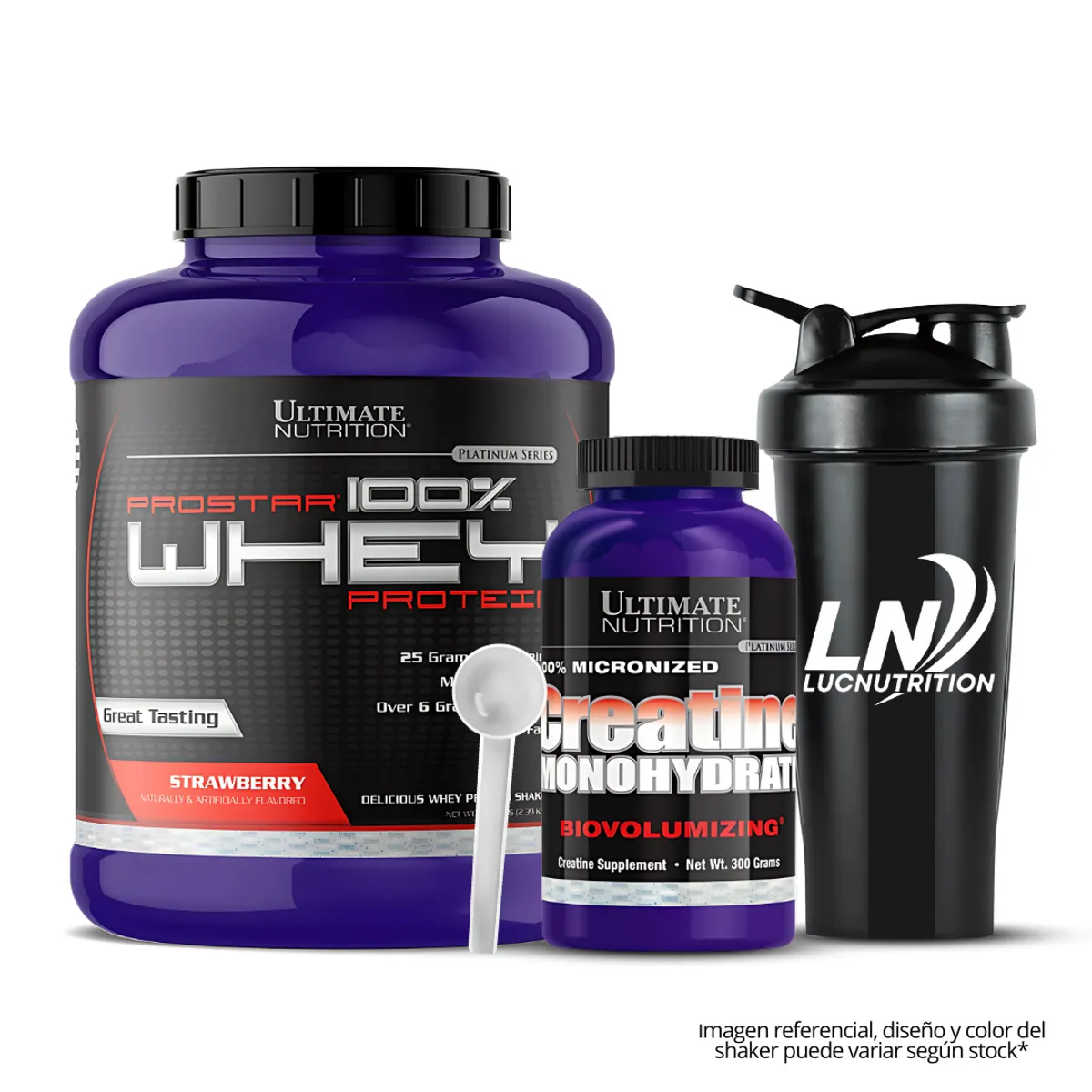 ULTIMATE NUTRITION - Prostar 100 % Whey 5 LB Strawberry + Creatina Ultimate Nutrition 300 g + Scoop + Shaker