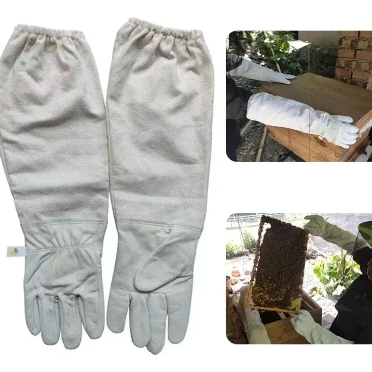GENERICO - GUANTES PARA APICULTURA DE ALTA CALIDAD 52 CM BLANCO