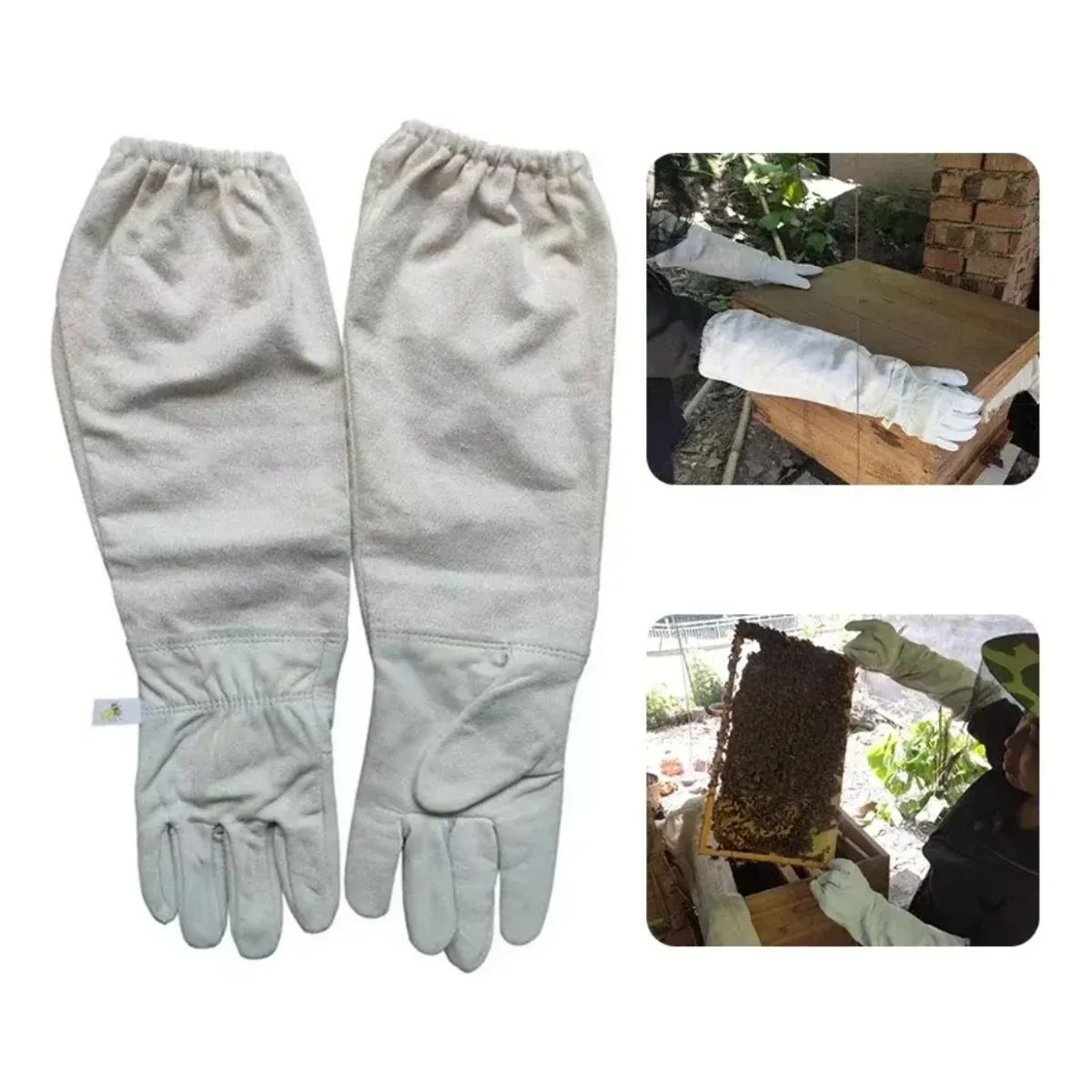 GENERICO - GUANTES PARA APICULTURA DE ALTA CALIDAD 52 CM BLANCO