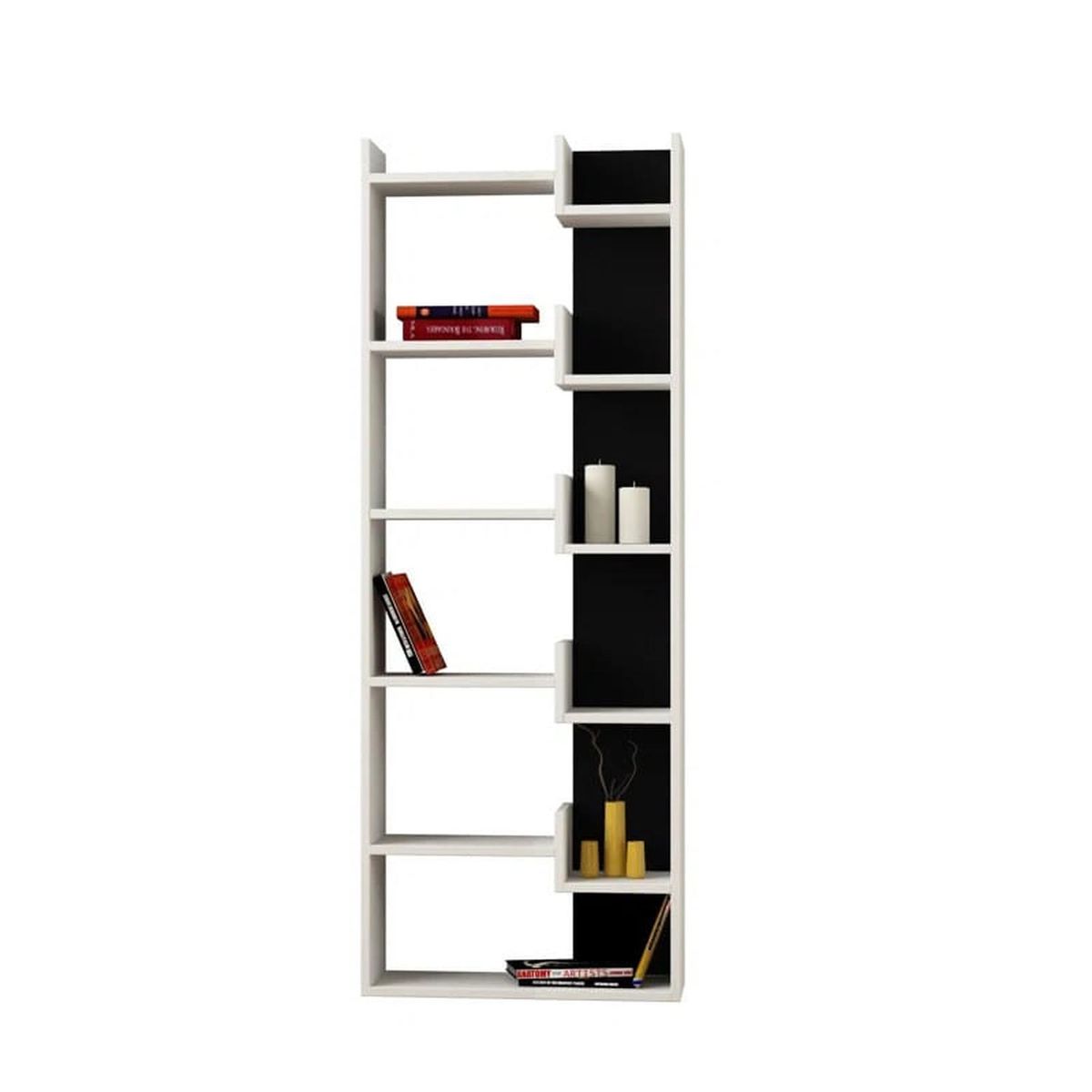 MUEBLES CRISOSTOMO - Librero de Melamina Blanco Negro 61cm