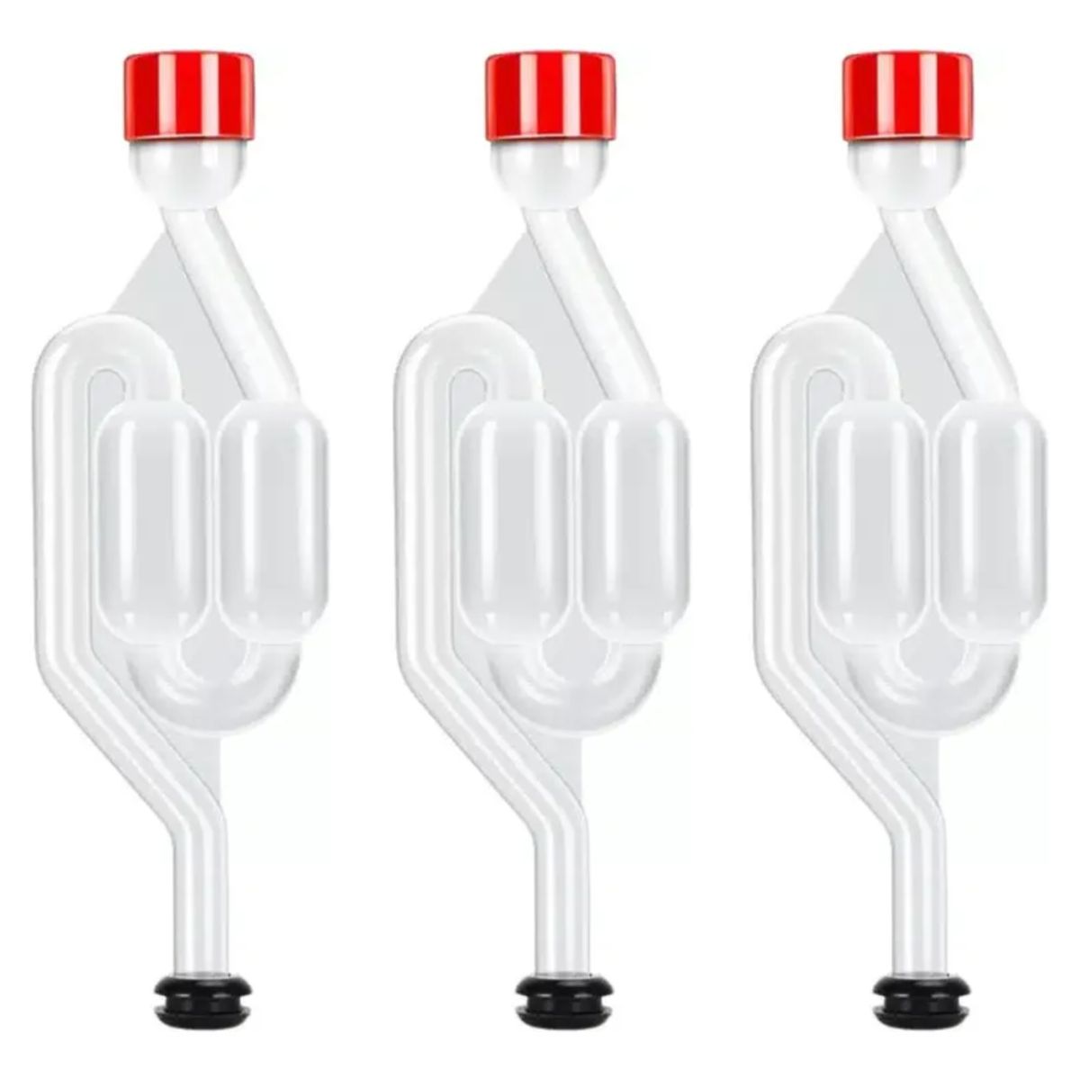 GENERICO - PACK X3 VÁLVULA TRAMPA DE AIRE TIPO S PARA FERMENTACIÓN CON TAPA DE SEGURIDAD