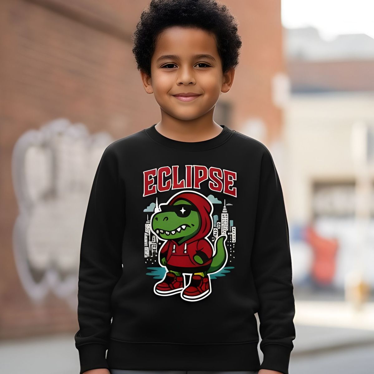 GENERICO - poleras niño franelado negro Lagarto hoodie