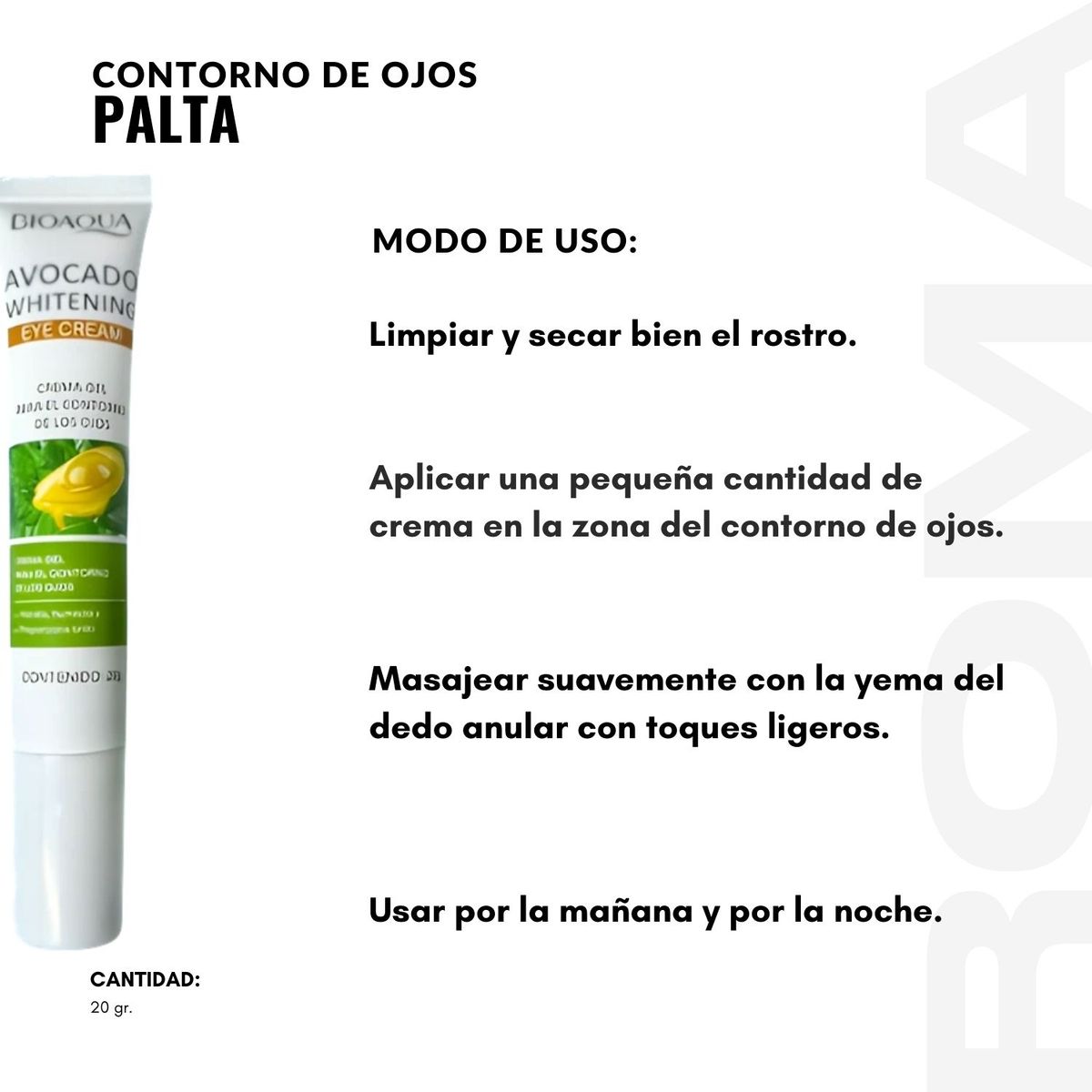 BIOAQUA - CONTORNO DE OJOS PALTA 20G BIOAQUA