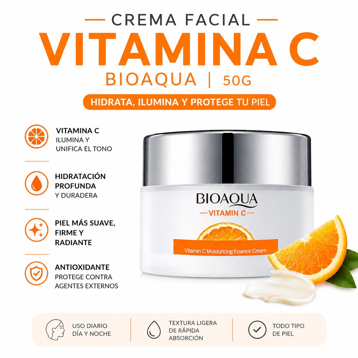 BIOAQUA - CREMA FACIAL VITAMINA C 50G BIOAQUA