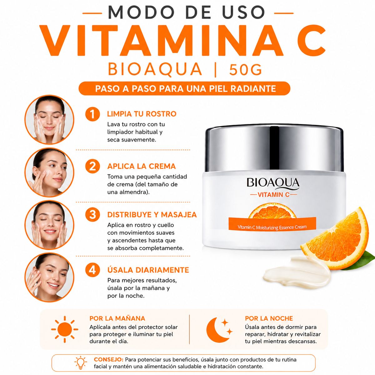 BIOAQUA - CREMA FACIAL VITAMINA C 50G BIOAQUA