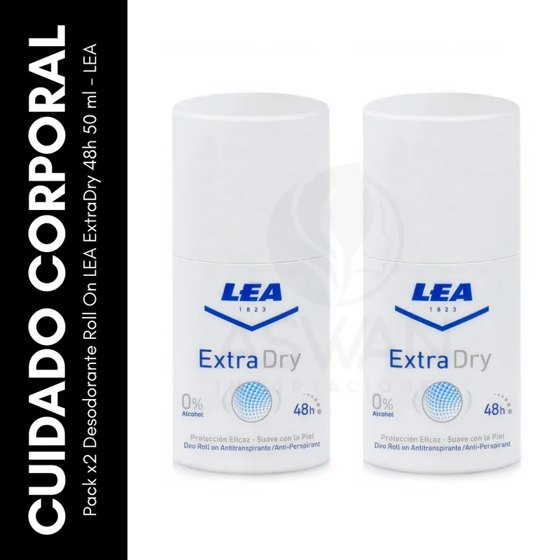 GENERICO - Pack x2 Desodorante Roll On LEA ExtraDry 48h 50 ml - LEA