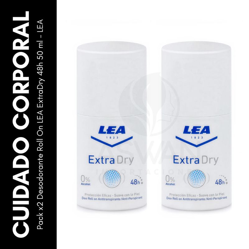 GENERICO - Pack x2 Desodorante Roll On LEA ExtraDry 48h 50 ml - LEA