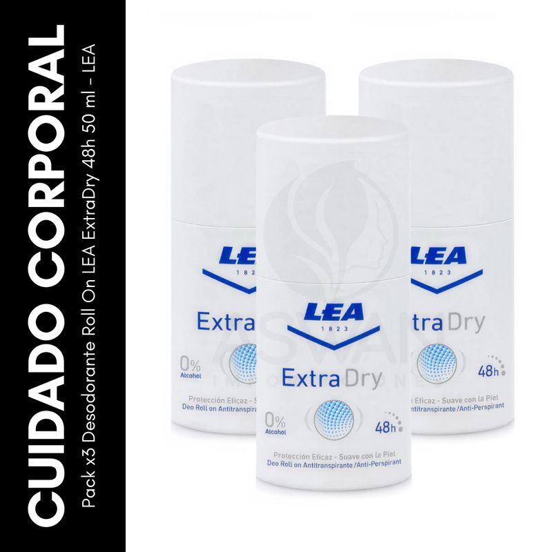 GENERICO - Pack x3 Desodorante Roll On LEA ExtraDry 48h 50 ml - LEA