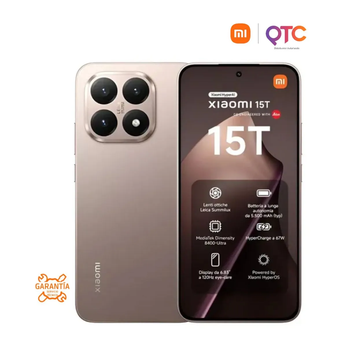 XIAOMI - Xiaomi 15T Smartphone 12GB 512GB Rose Gold Alto Rendimiento Premium