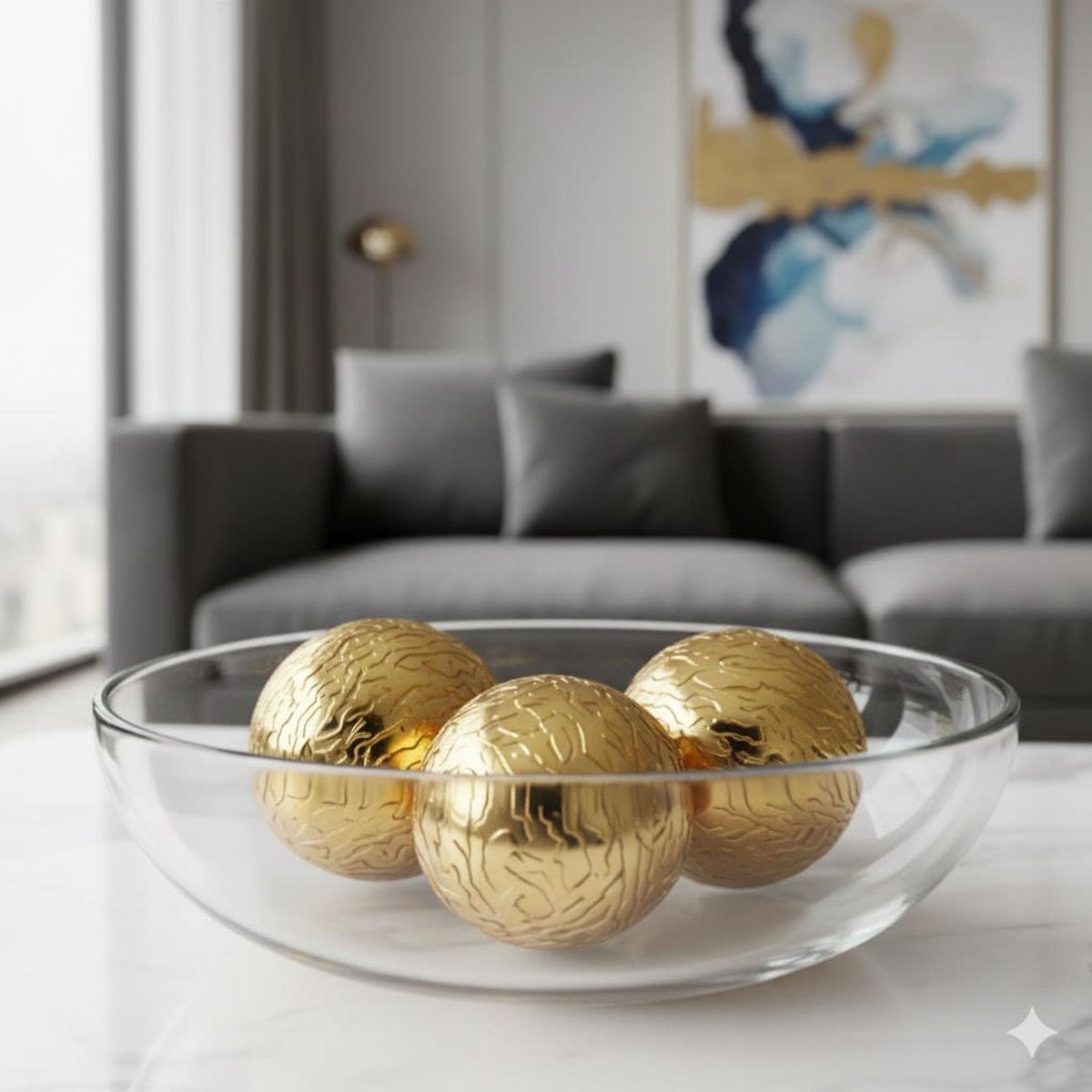 MAP DESIGN HOME - Juego de Esferas Decorativas Doradas Eclat 3 pcs 10x10x10 cm