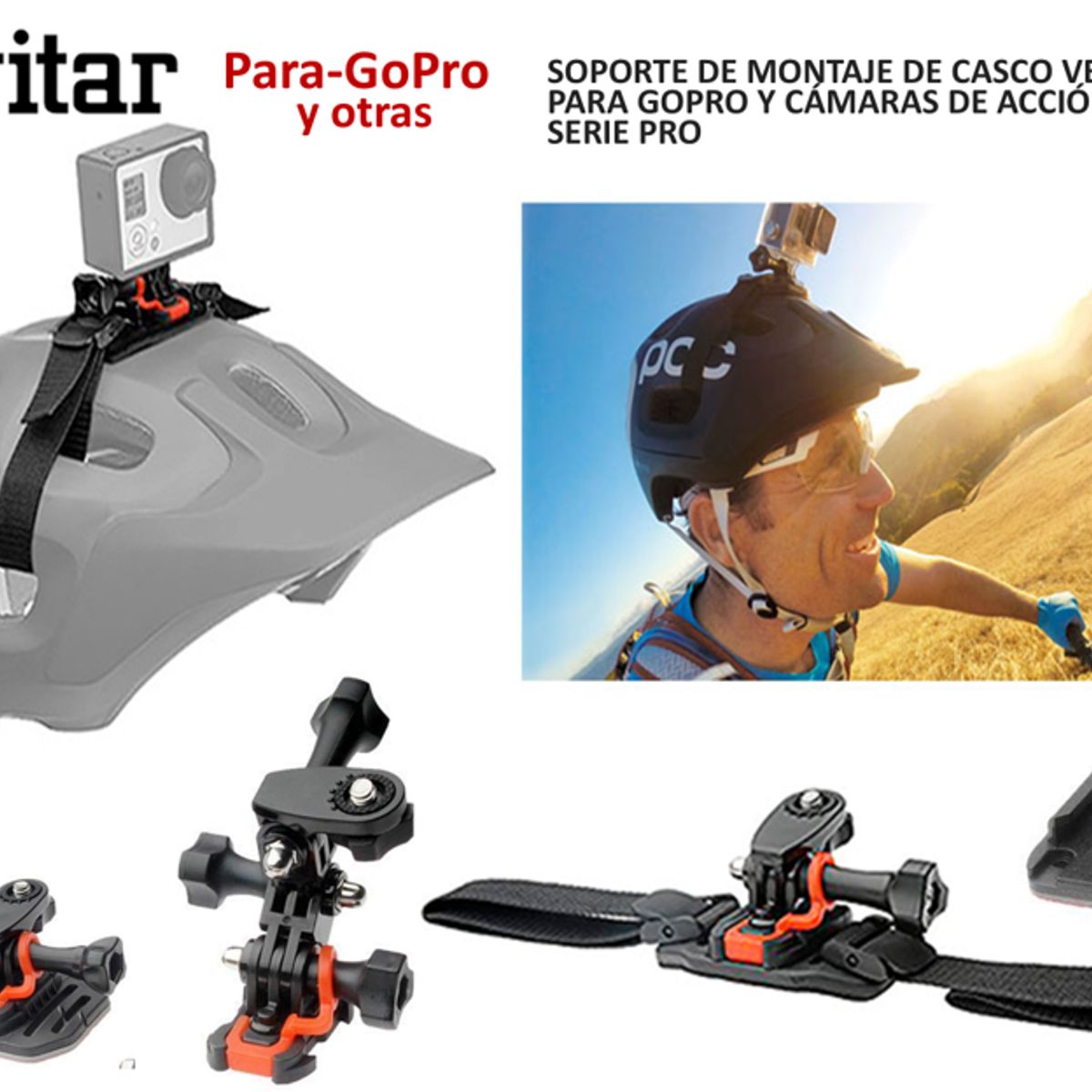 VIVITAR - KIT VIVITAR DE MONTAJE PARA CASCOS VENTILADOS IDEAL PARA GOPRO