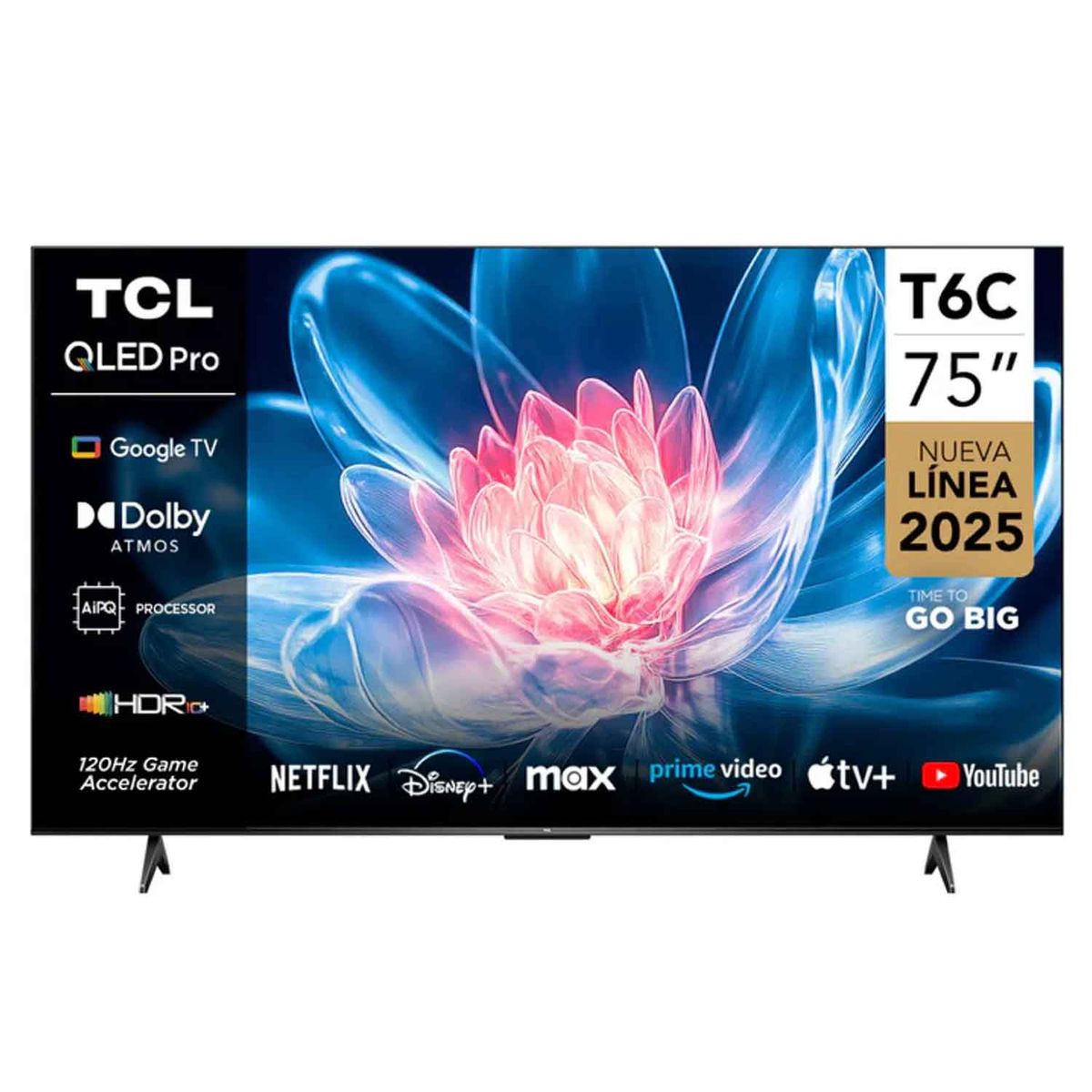 TCL - Televisor TCL QLED 75 pulgadas Smart TV 75T6C 4K Google TV 2025