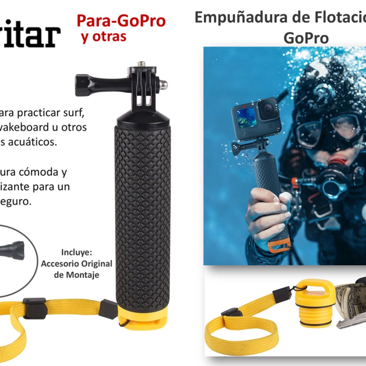 VIVITAR - FLOTADOR DE MANO VIVITAR PARA CAMARAS DE ACCION