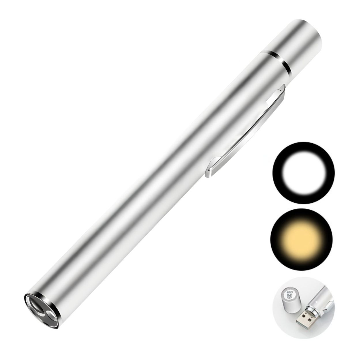 GENERICO - Linterna Médica Recargable con Luz Blanca y Amarilla Profesional