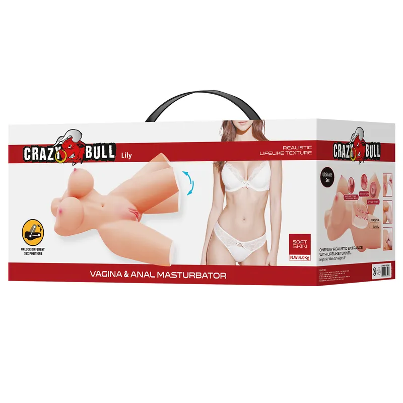 PRETTY LOVE - Masturbador Torso Lilly Crazy Bull Piernas Movibles Doble Cavidad