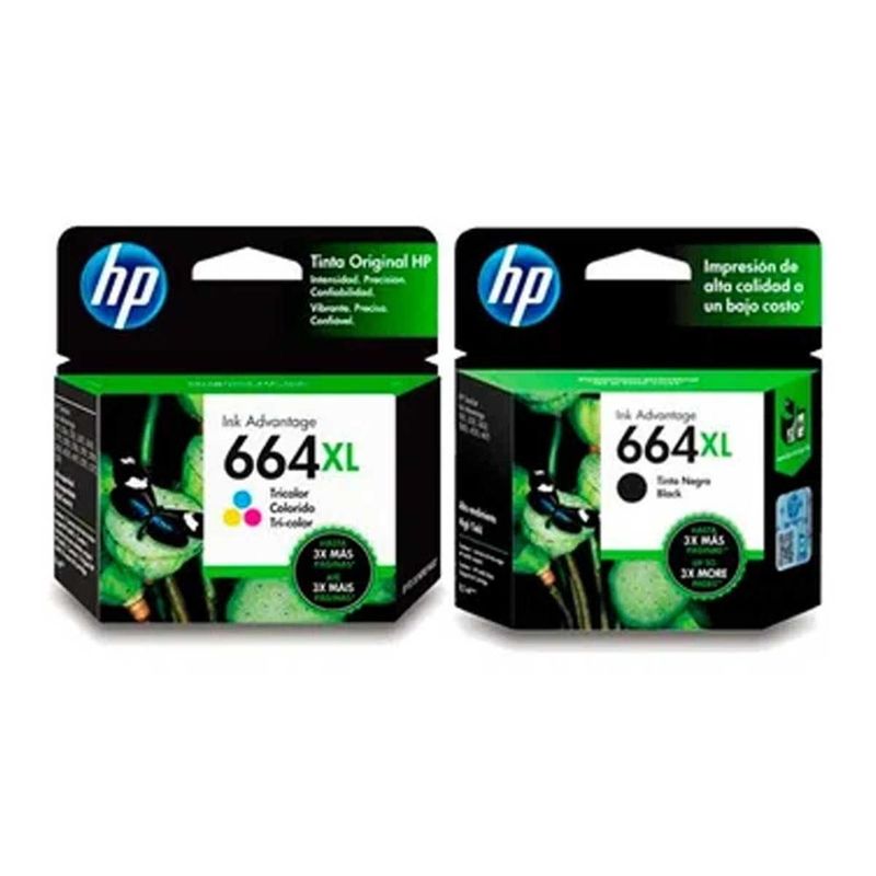 HP - TINTA HP 664XL PACK COMPLETO NEGRO Y TRICOLOR
