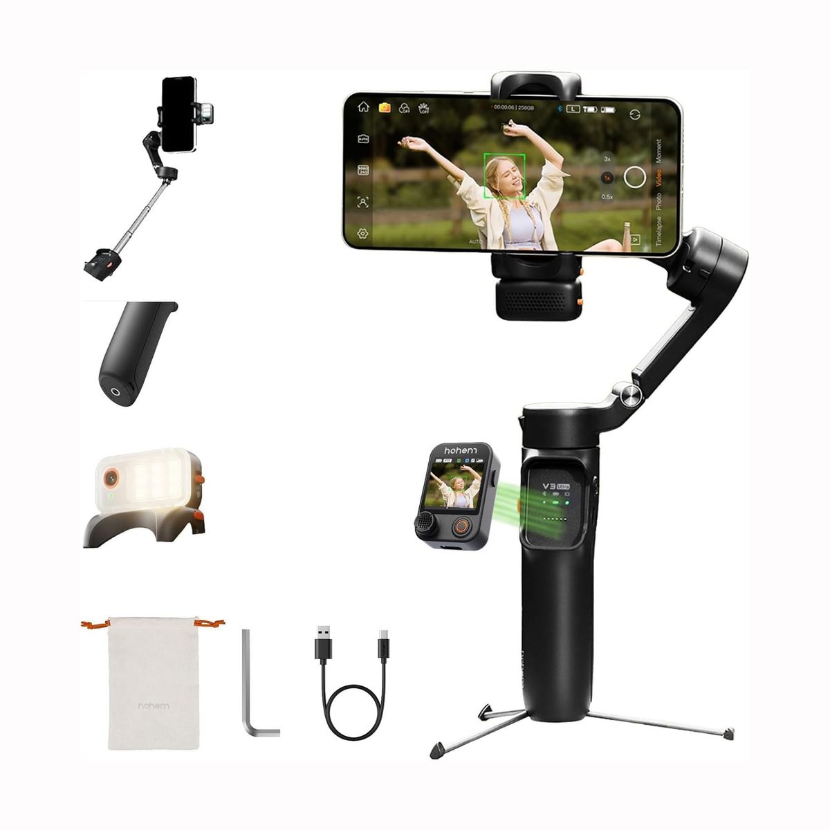 HOHEM - Estabilizador Hohem iSteady V3 ULTRA con IA para Celulares Android & iOS