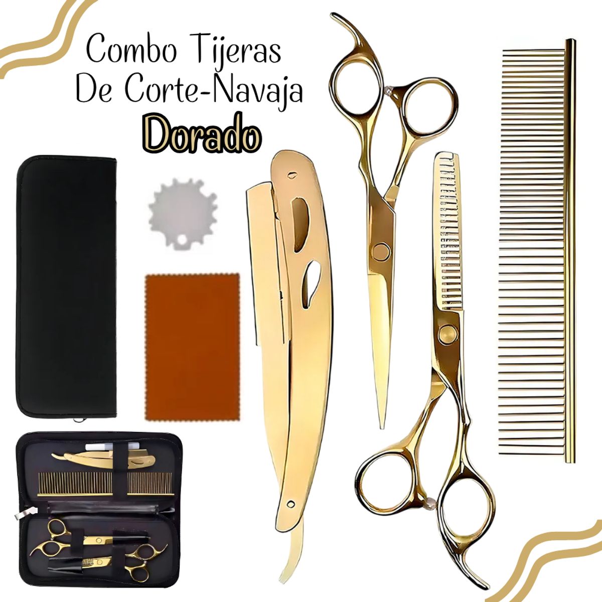 GENERICO - Juego de Tijeras + Navaja Dorado - LFJ5