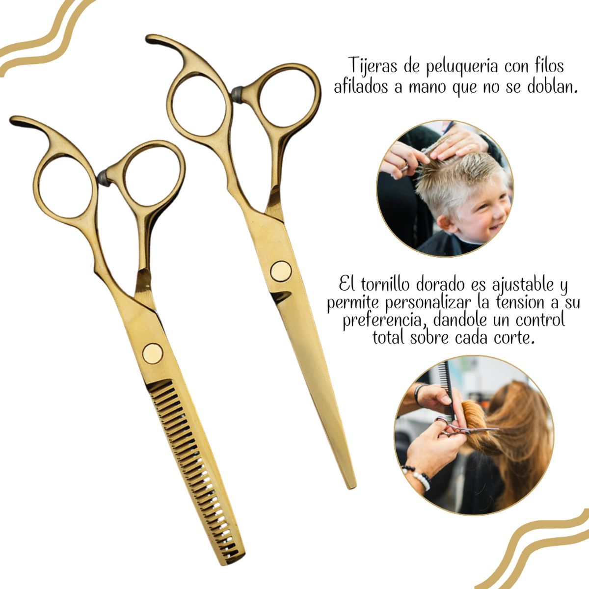 GENERICO - Juego de Tijeras + Navaja Dorado - LFJ5