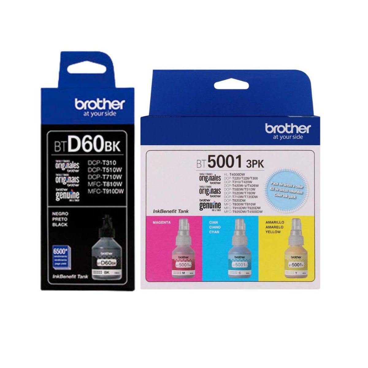 BROTHER - TINTAS BROTHER BTD60BK  BT5001C  BT5001M  BT5001Y KIT COMPLETO