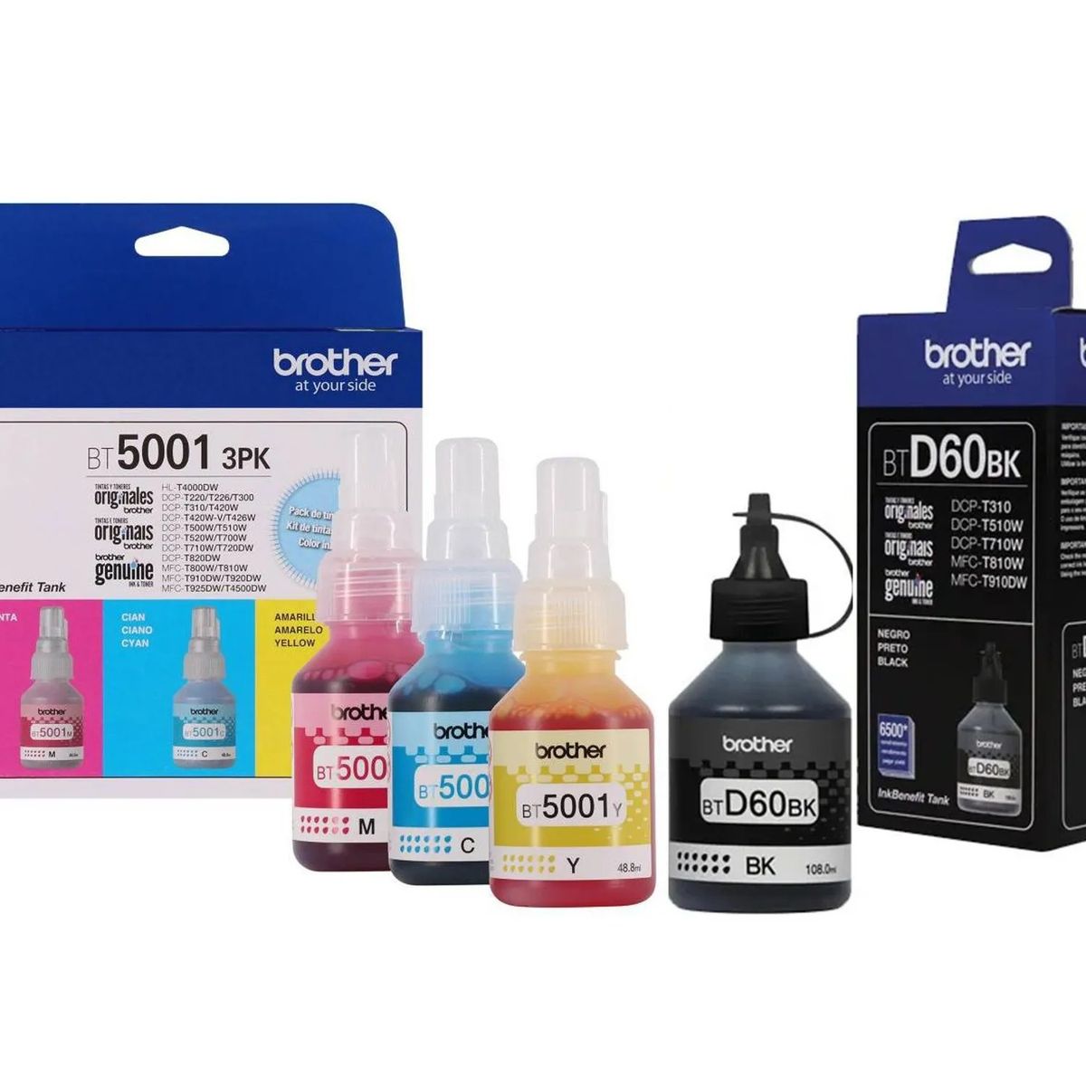 BROTHER - TINTAS BROTHER BTD60BK  BT5001C  BT5001M  BT5001Y KIT COMPLETO
