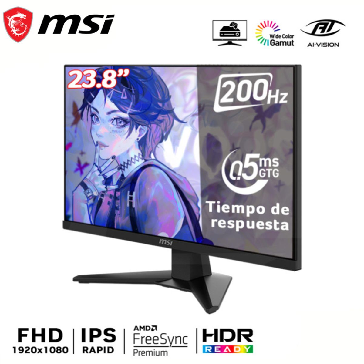 MSI - Monitor MSI MAG 244F 238 Rapid IPS FHD 200Hz 05ms FreeSync
