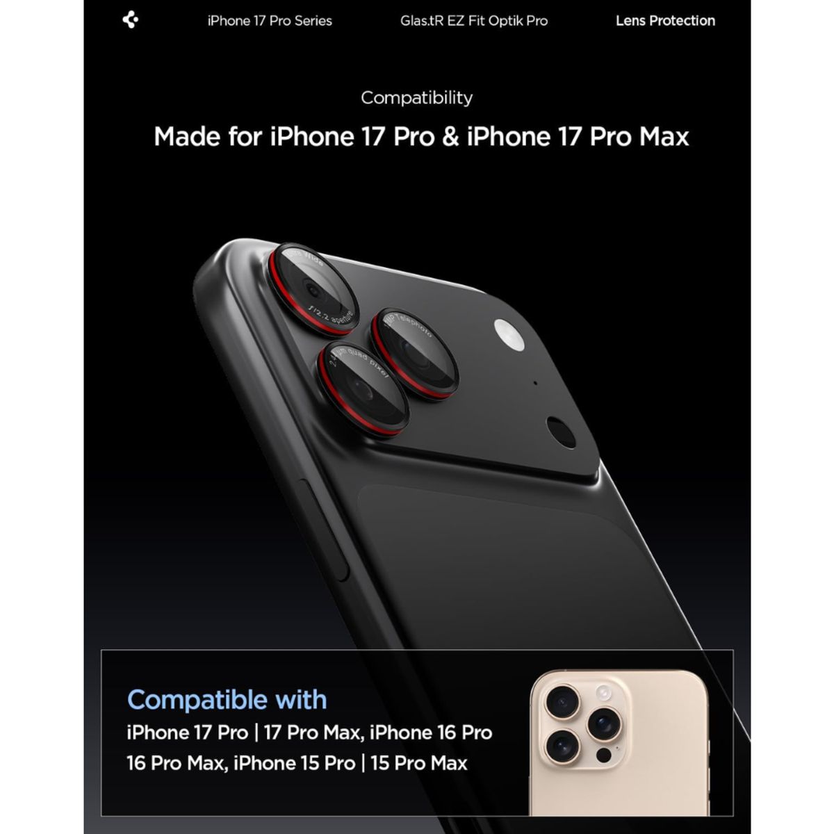 SPIGEN - VIDRIO CAMARA PARA IPHONE 17 PRO MAX SPIGEN (2UN)