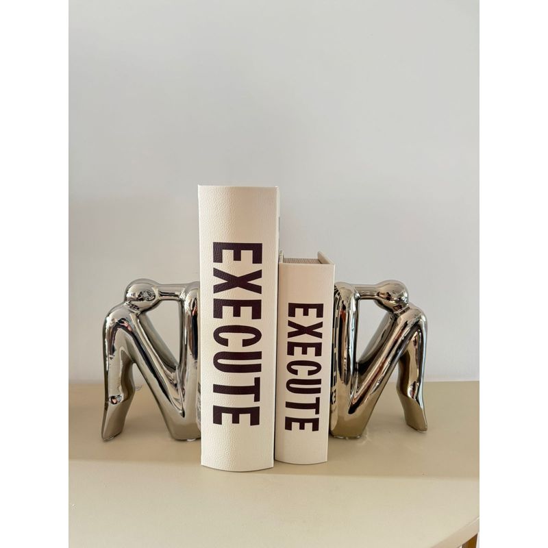 CONCEPTS LIFE - Sujeta Libros Pareja Plateado Decor 23x06x18 cm