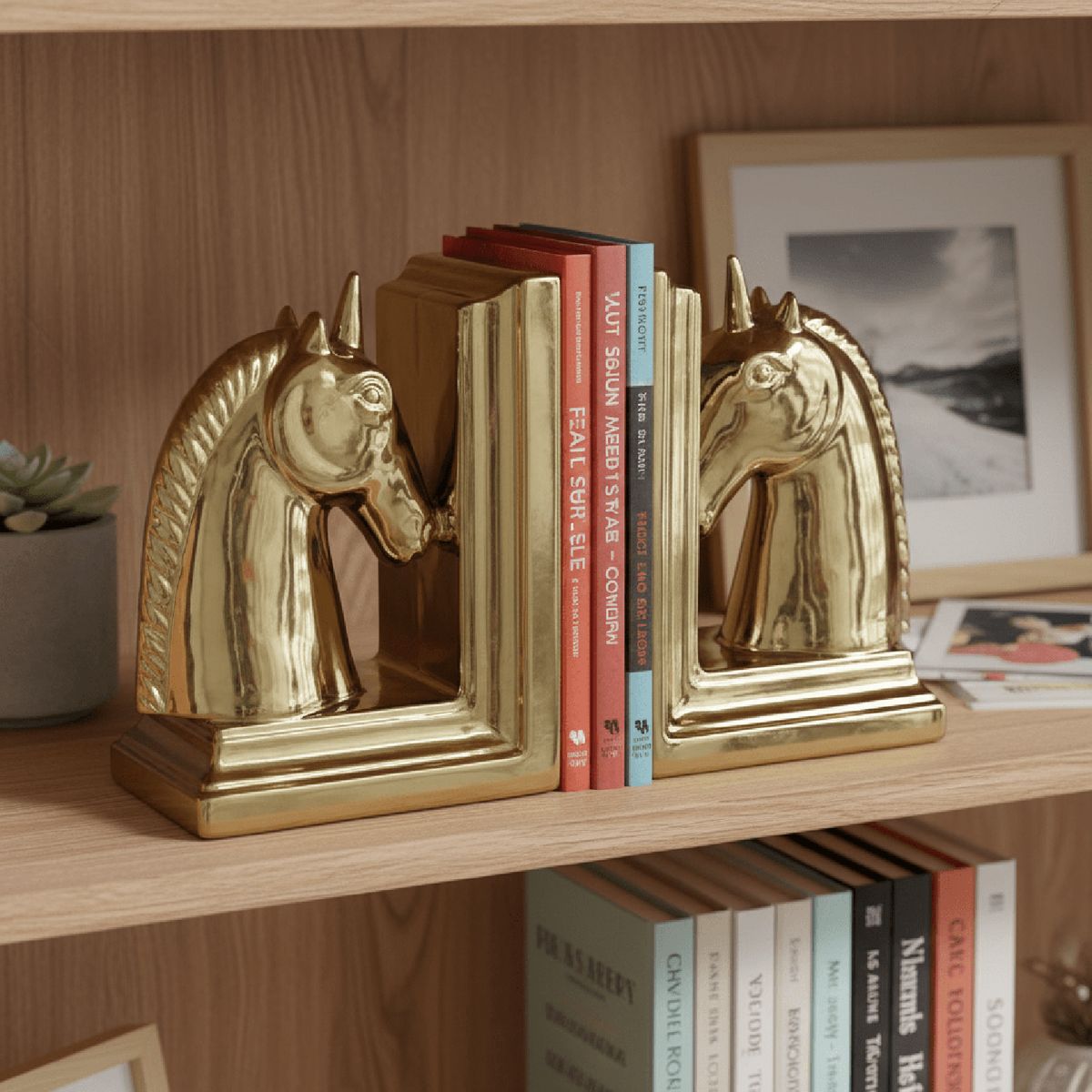 CONCEPTS LIFE - Sujeta Libros Caballos Decor 09x30x18 cm