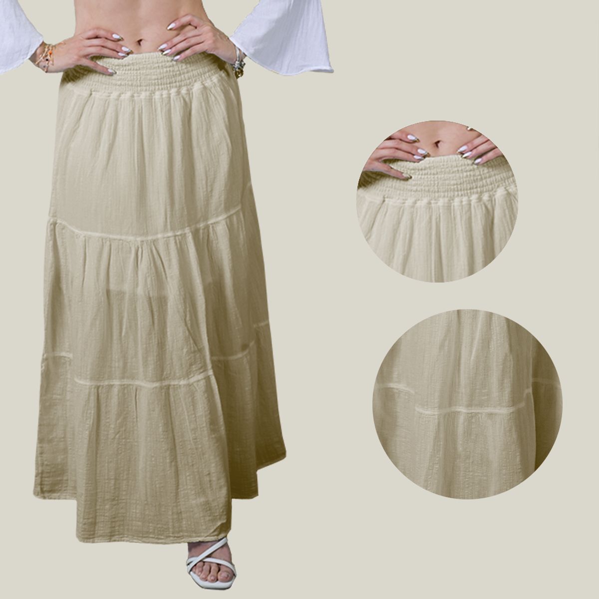 FORBER - Falda Blanca Larga Mujer