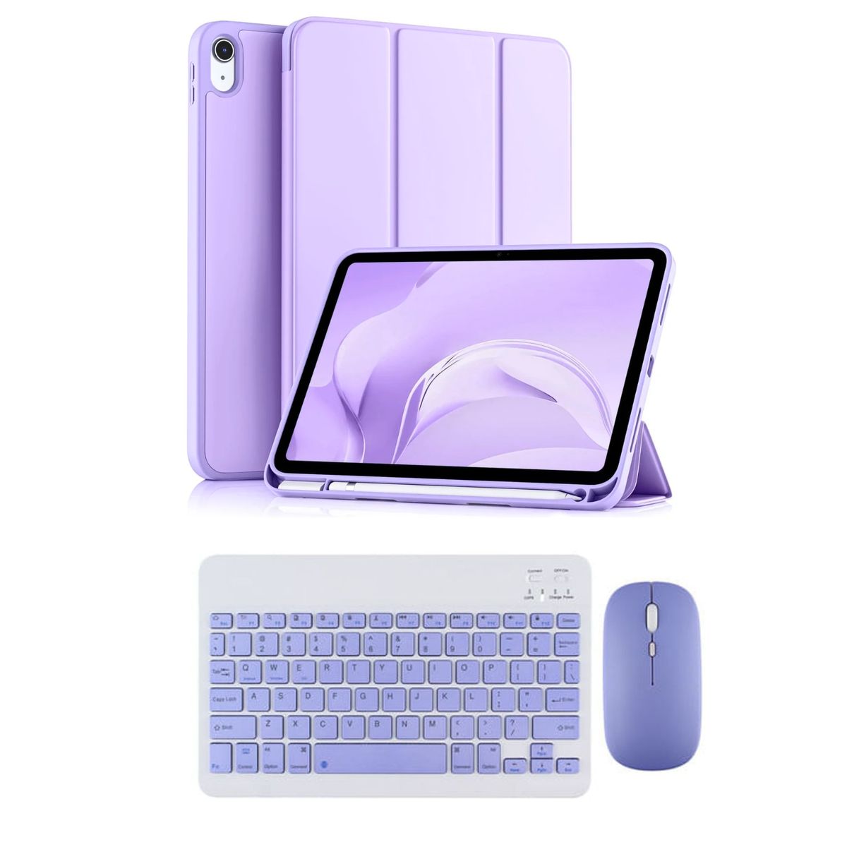 CASE - Case Para iPad 11 (A16) 2025 teclado con mouse Lila teclado por fuera