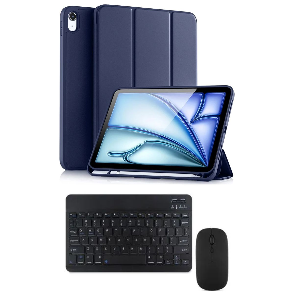 CASE - Case Para iPad 11 (A16) 2025 azul teclado con mouse teclado por fuera