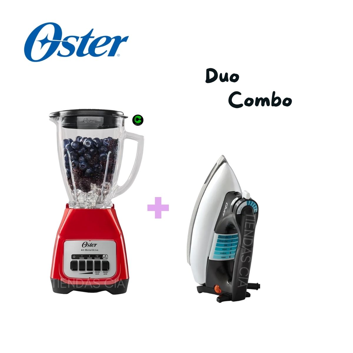 OSTER - Pack Combo OSTER LICUADORA  BLSTKAGRPB Y PLANCHA CLASICA