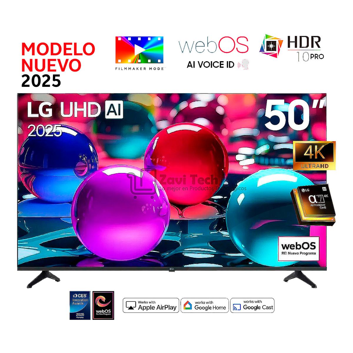 LG - Televisor Lg 50 Pulg Ultra HD 4K AI ThinQ 50UA7300PSB Modelo 2025- Negro