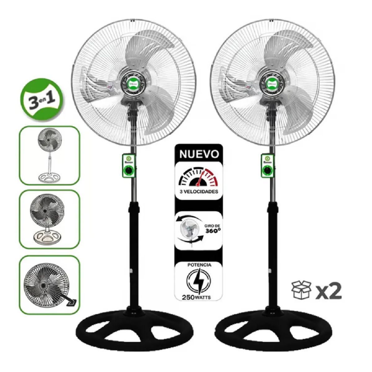 BOSSKO - VENTILADOR 3 en 1 ORBITAL BK-8220VO De 18" 250W CAJA X 2 UND