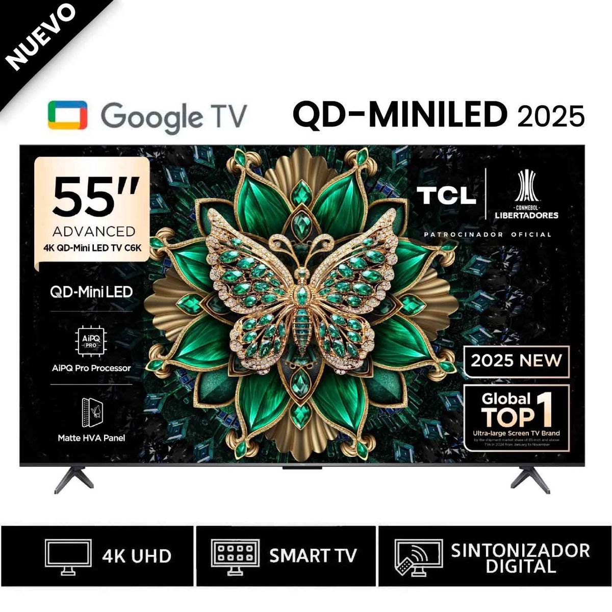 TCL - Televisor TCL 55" Qd Miniled 4K 55C6K Google TV 2025